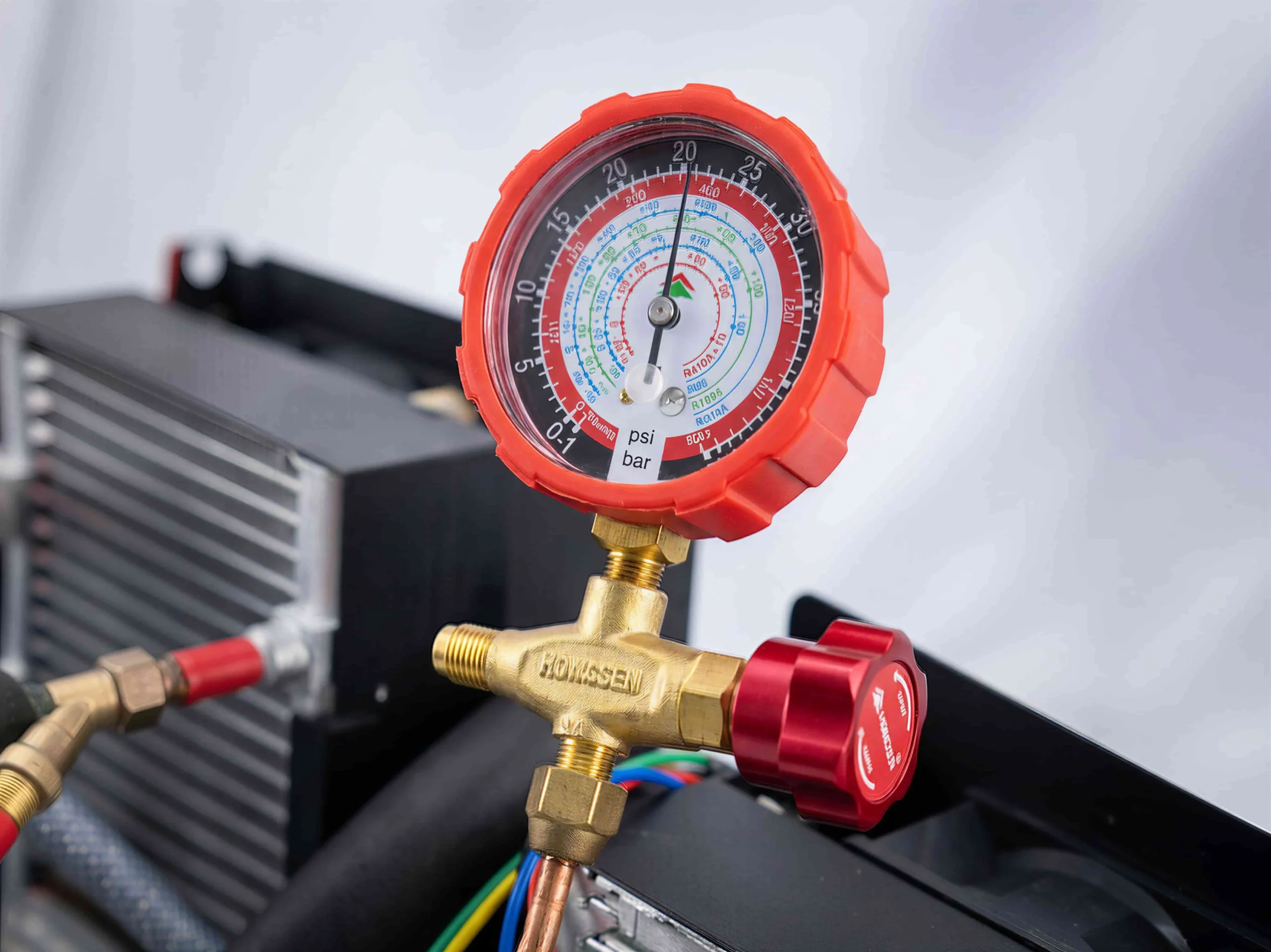 Pressure gauge during 24-hour nitrogen hold test for FOCEEDO ice bath chiller