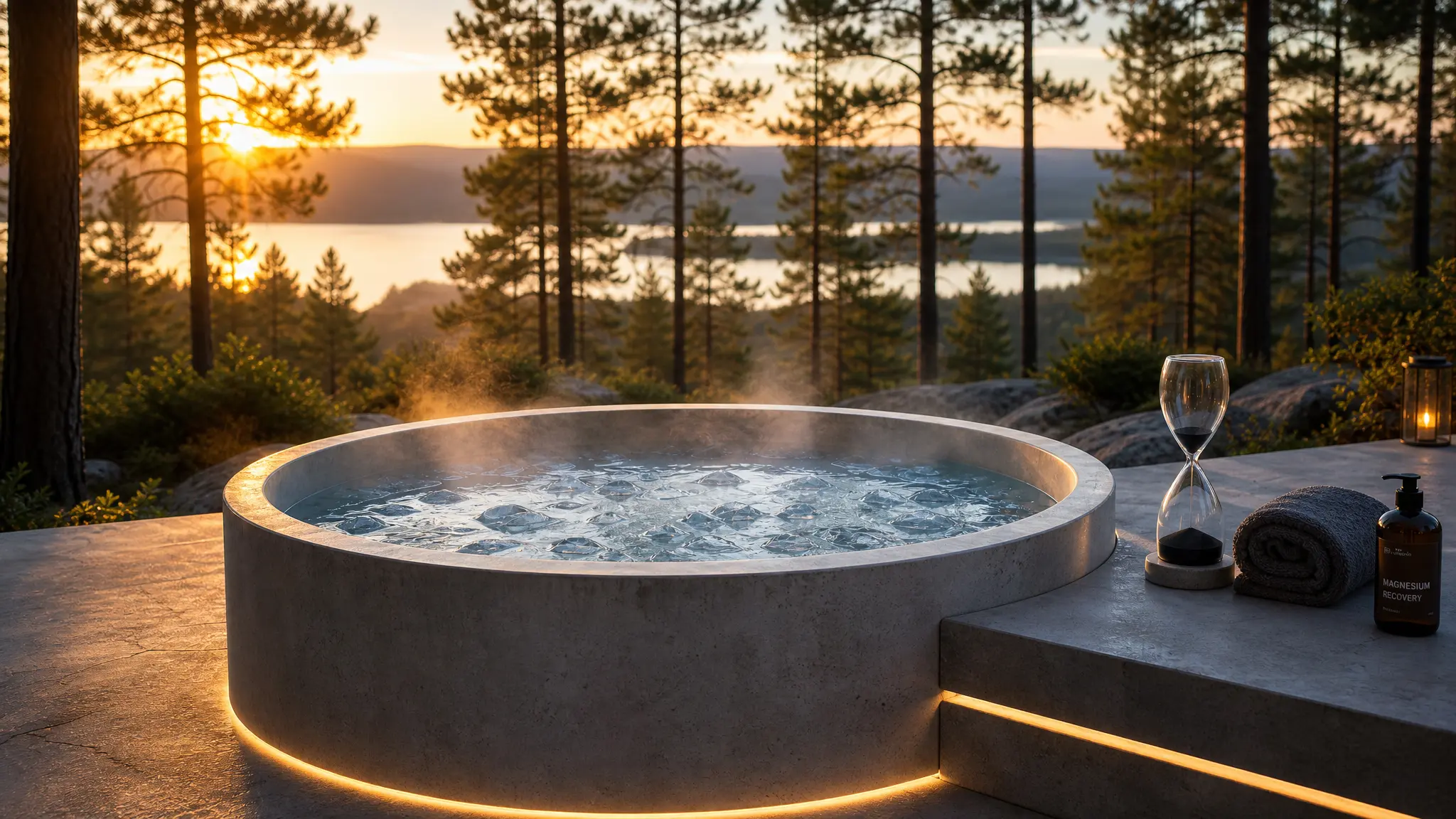 Safe practices for cold plunge duration in a minimalist premium Nordic wellness sanctuary.