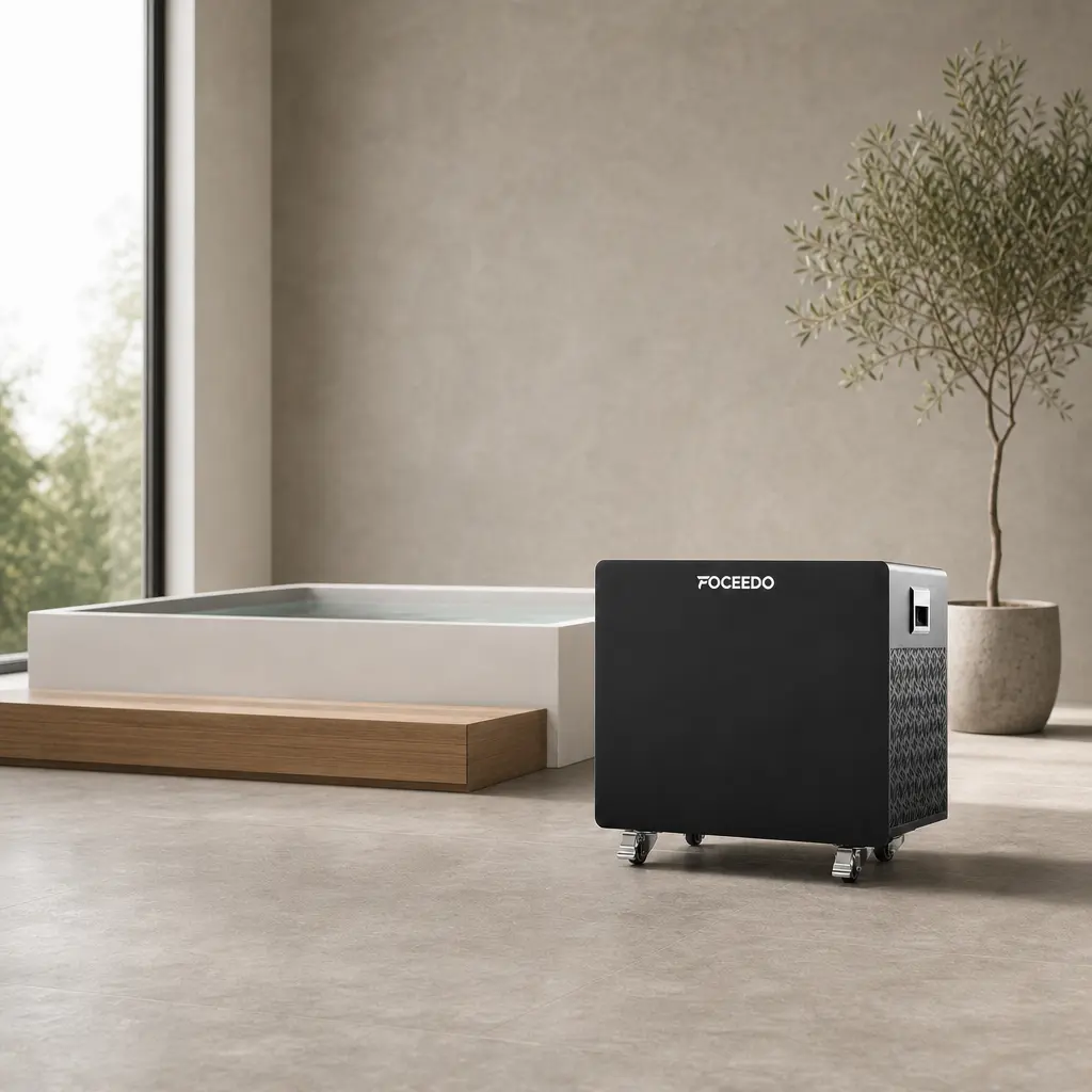 Foceedo ice bath chiller creating a tranquil and professional spa and wellness experience.
